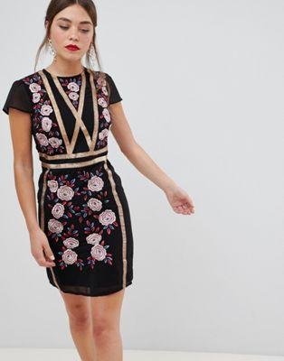 Frock & Frill short sleeve dress with embroidered panel