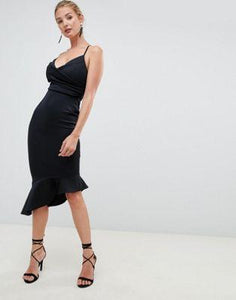 DESIGN fuller bust scuba cami pephem midi dress