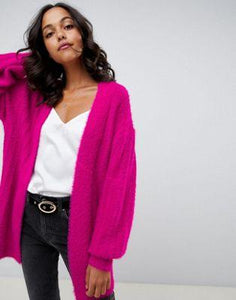 DESIGN cardigan in fluffy rib