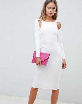 DESIGN long sleeve pencil midi dress