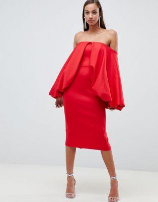 DESIGN Premium Extreme Sleeve Midi Bodycon Dress