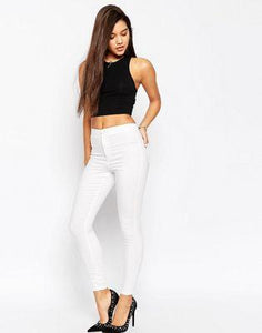 DESIGN Rivington high waist denim jeggings in white