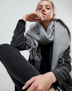 Lambswool Oversized Scarf with Tassels