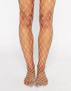 DESIGN oversized fishnet tights in white
