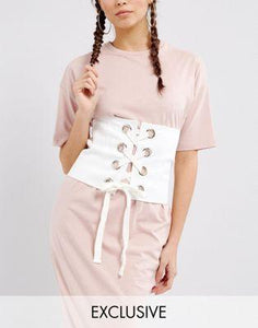 Seint Corset Belt in Cotton with Eyelet Lace Up