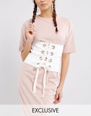 Seint Corset Belt in Cotton with Eyelet Lace Up