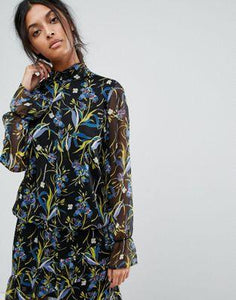 Gestuz Printed Sheer Blouse