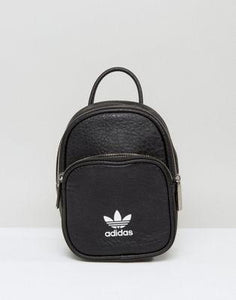 adidas Originals Leather Look Mini Backpack In Black