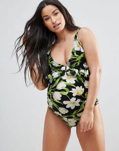 DESIGN Maternity Riviera Floral Frill Tankini Bikini Top