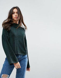 Sweater in Metallic with Wide Sleeves