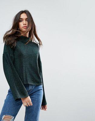 Sweater in Metallic with Wide Sleeves