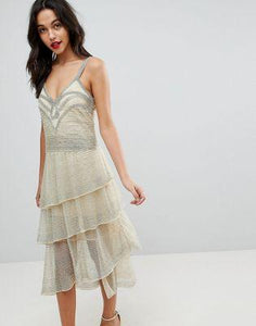 EDITION All Over Beaded Flapper Midi Dress