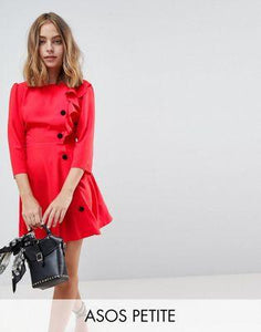 DESIGN Petite ultimate 40's mini tea dress with buttons