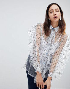 House Of Holland Flocked Tulle Frill Shirt