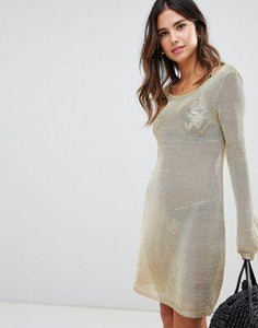 Minkpink Stay Golded Knitted Beach Dress