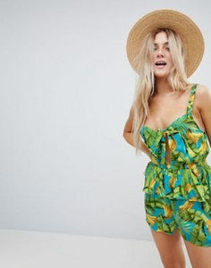DESIGN Fruity Tropical Print Frill Beach Romper