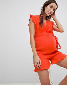 Glamorous Bloom Romper With Flutter Sleeves And Tie Waist