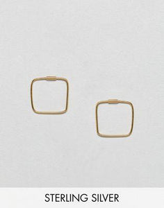 DESIGN Gold Plated Sterling Silver Square Hoop Earrings