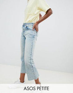 DESIGN Petite Egerton rigid cropped flare jeans with darts in light vintage wash