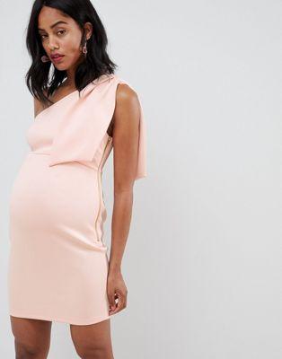 DESIGN Maternity bow shoulder exposed zip mini dress